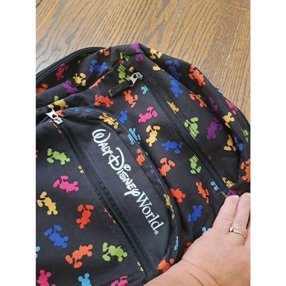 Disney Parks Mickey Mouse Backpack Black Multicolor Silhouette 18